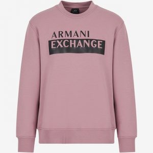 ARMANI EXCHANGE – Felpa Girocollo in Misto Cotone Organico Rosa
