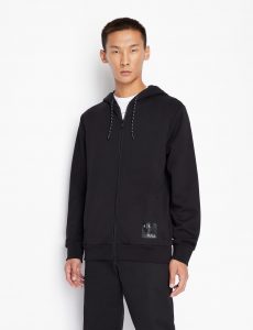ARMANI EXCHANGE – Felpa cardigan con cappuccio in cotone pima organico