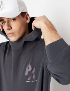 ARMANI EXCHANGE – Felpa con Cappuccio in Misto Cotone Organico Stretch