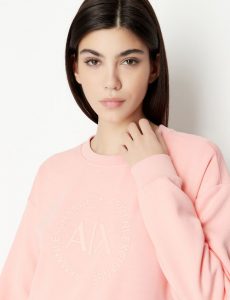 ARMANI EXCHANGE – Felpa Donna Girocollo in Misto Viscosa Rosa