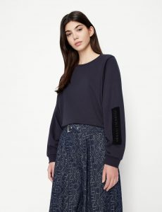 ARMANI EXCHANGE – Felpa Donna Collo Tondo Blu