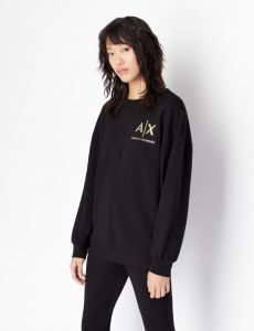 ARMANI EXCHANGE – Felpa Donna in Jersey con Stampa Laminata Nero