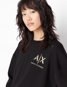 ARMANI EXCHANGE – Felpa Donna in Jersey con Stampa Laminata Nero