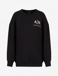 ARMANI EXCHANGE – Felpa Donna in Jersey con Stampa Laminata Nero