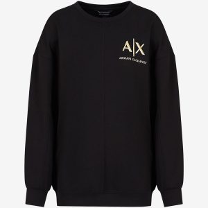 ARMANI EXCHANGE – Felpa Donna in Jersey con Stampa Laminata Nero