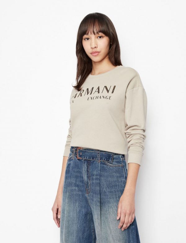 ARMANI EXCHANGE – Felpa Donna Tinta Unita Con Stampa