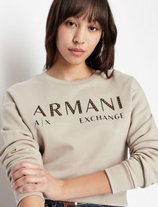 ARMANI EXCHANGE – Felpa Donna Tinta Unita Con Stampa