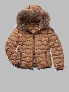 BLAUER – PIUMINO Donna AD ONDE CON CAPPUCCIO IN PELLICCIA LYDIA TABACCO