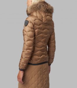 BLAUER – PIUMINO Donna AD ONDE CON CAPPUCCIO IN PELLICCIA LYDIA TABACCO