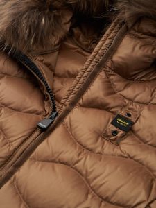 BLAUER – PIUMINO Donna AD ONDE CON CAPPUCCIO IN PELLICCIA LYDIA TABACCO