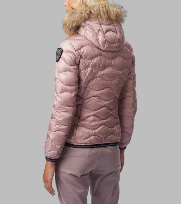 BLAUER – PIUMINO Donna AD ONDE CON CAPPUCCIO IN PELLICCIA LYDIA ROSA CAMEO SCURO