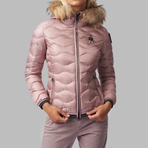 BLAUER – PIUMINO Donna AD ONDE CON CAPPUCCIO IN PELLICCIA LYDIA ROSA CAMEO SCURO