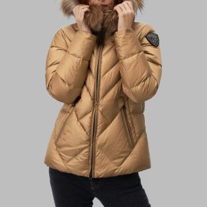 BLAUER – PIUMINO Donna A LINEE GEOMETRICHE INTRECCIATE COURTNEY Tabacco Int. Crema Di Zucca