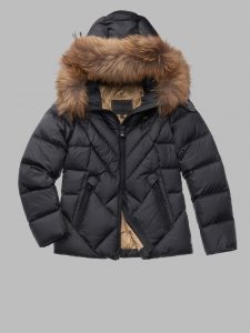 BLAUER – PIUMINO Donna A LINEE GEOMETRICHE INTRECCIATE COURTNEY Nero Int. Biscotto
