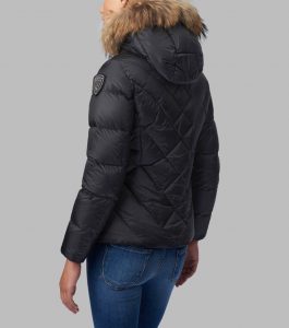 BLAUER – PIUMINO Donna A LINEE GEOMETRICHE INTRECCIATE COURTNEY Nero Int. Biscotto