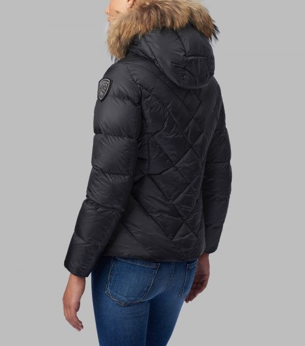 BLAUER – PIUMINO Donna A LINEE GEOMETRICHE INTRECCIATE COURTNEY Nero Int. Biscotto