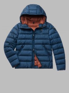 BLAUER – PIUMINO Uomo CON CAPPUCCIO SERGIO BLU LAGO / INTERNO RUGGINE