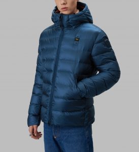 BLAUER – PIUMINO Uomo CON CAPPUCCIO SERGIO BLU LAGO / INTERNO RUGGINE