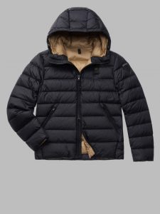 BLAUER – PIUMINO Uomo CON CAPPUCCIO SERGIO NERO / INTERNO BISCOTTO