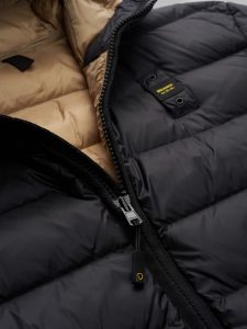 BLAUER – PIUMINO Uomo CON CAPPUCCIO SERGIO NERO / INTERNO BISCOTTO