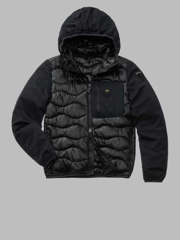 BLAUER – Piumino Uomo Nylon e Neoprene con Taschino Nixon Nero