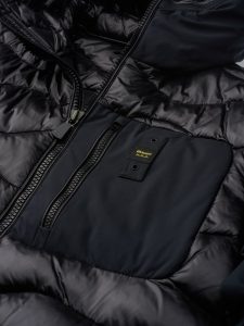 BLAUER – Piumino Uomo Nylon e Neoprene con Taschino Nixon Nero