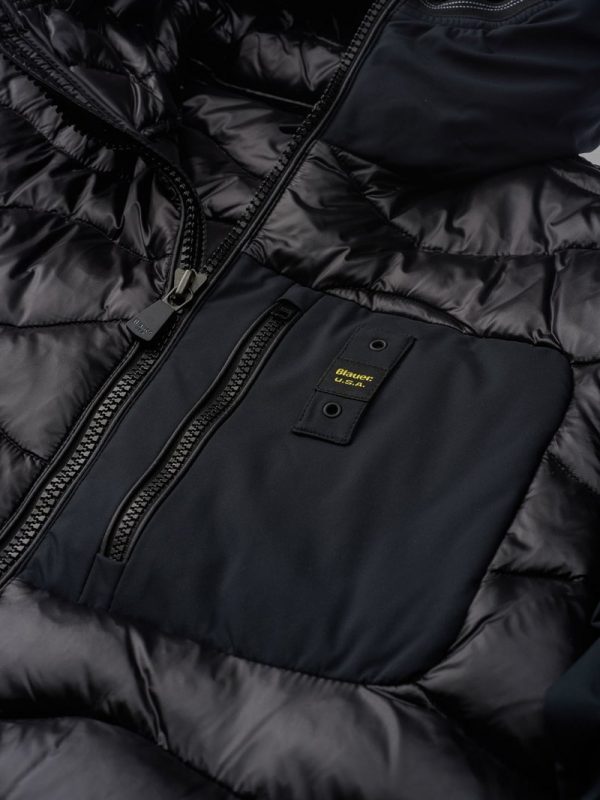 BLAUER – Piumino Uomo Nylon e Neoprene con Taschino Nixon Nero