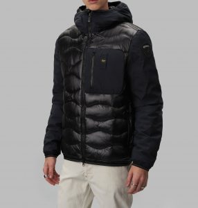 BLAUER – Piumino Uomo Nylon e Neoprene con Taschino Nixon Nero