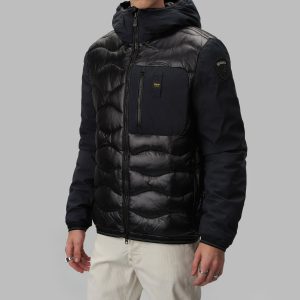 BLAUER – Piumino Uomo Nylon e Neoprene con Taschino Nixon Nero