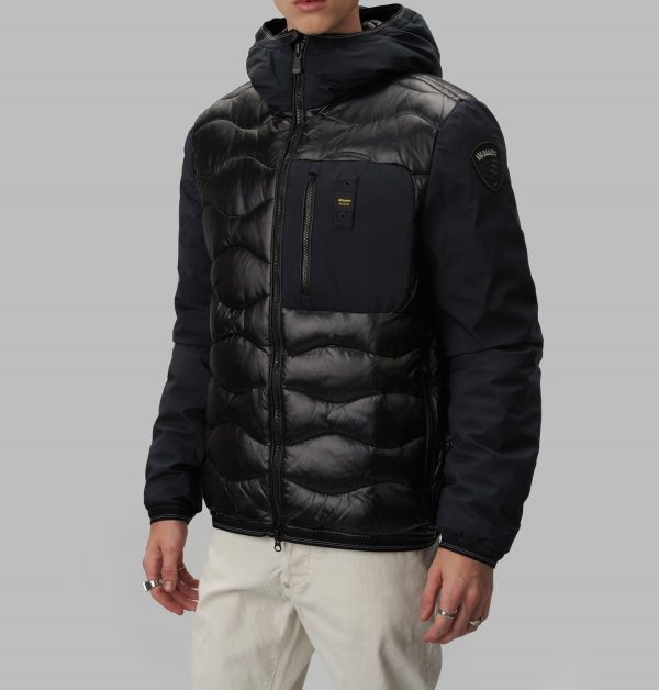 BLAUER – Piumino Uomo Nylon e Neoprene con Taschino Nixon Nero