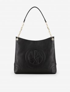 ARMANI EXCHANGE – Borsa Donna Hobo Bag con Manico in Catena e Tessuto Nero
