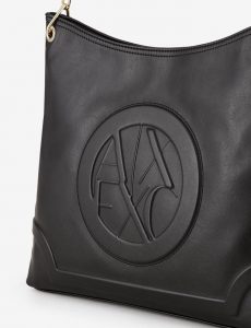 ARMANI EXCHANGE – Borsa Donna Hobo Bag con Manico in Catena e Tessuto Nero