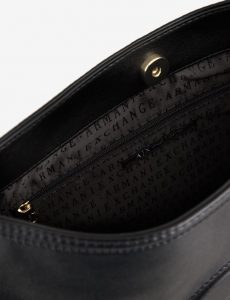 ARMANI EXCHANGE – Borsa Donna Hobo Bag con Manico in Catena e Tessuto Nero