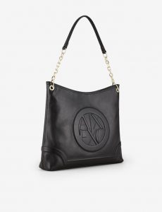 ARMANI EXCHANGE – Borsa Donna Hobo Bag con Manico in Catena e Tessuto Nero