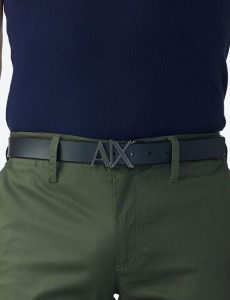 ARMANI EXCHANGE – Cintura in pelle con fibbia logo