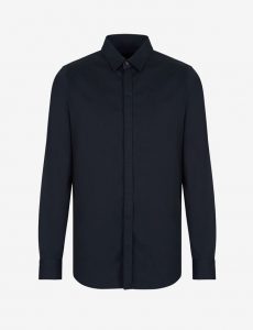 ARMANI EXCHANGE – Camicia in satin di cotone stretch Blu Navy