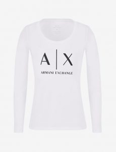 Armani Exchange – T-shirt slim fit a maniche lunghe in cotone Pima