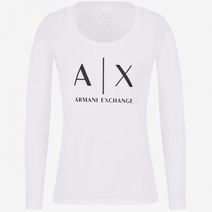 Armani Exchange – T-shirt slim fit a maniche lunghe in cotone Pima