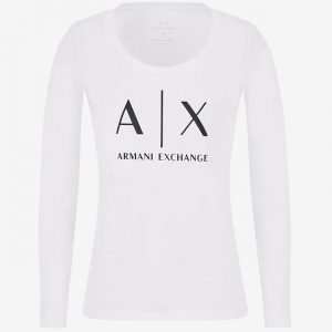 Armani Exchange – T-shirt slim fit a maniche lunghe in cotone Pima