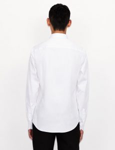 ARMANI EXCHANGE – Camicia in satin di cotone stretch Bianca