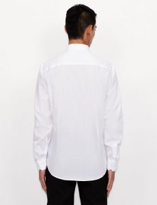 ARMANI EXCHANGE – Camicia in cotone stretch con logo tono su tono Bianca