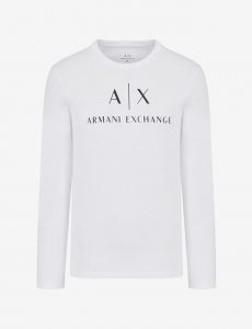 Armani Exchange – T-shirt slim fit a maniche lunghe in cotone
