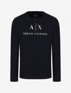 Armani Exchange – T-shirt slim fit a maniche lunghe in cotone