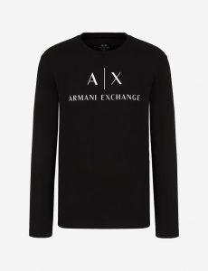 Armani Exchange – T-shirt slim fit a maniche lunghe in cotone