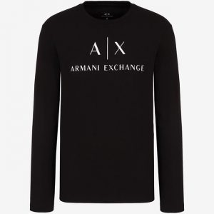 Armani Exchange – T-shirt slim fit a maniche lunghe in cotone
