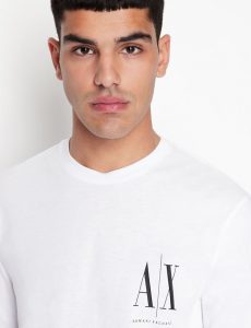 Armani Exchange – T-shirt girocollo a maniche lunghe in jersey di cotone con logo