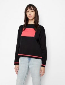 ARMANI EXCHANGE – Maglia Donna Girocollo Logo a Contrasto