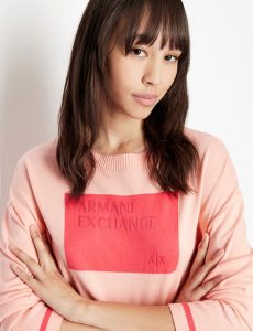 ARMANI EXCHANGE – Maglia Donna Girocollo Logo a Contrasto
