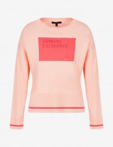 ARMANI EXCHANGE – Maglia Donna Girocollo Logo a Contrasto