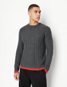 ARMANI EXCHANGE – Maglione in Misto Viscosa Grigio Scuro
